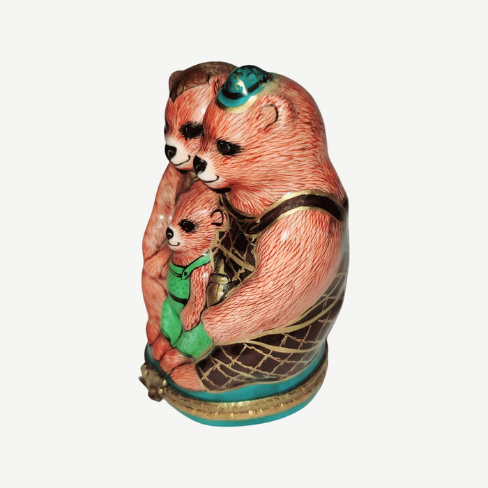 Three Bears Family Limoges Box Porcelain Limoges bears Fairy Tale story French Trinket Box
