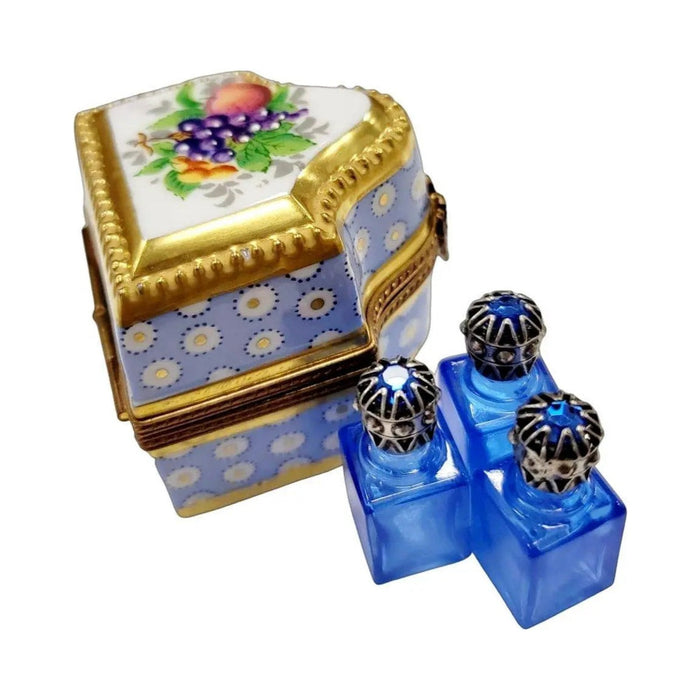A thoughtful gift for Francophiles: the Three Perfume in Gold Blue Flowered Limoges box
