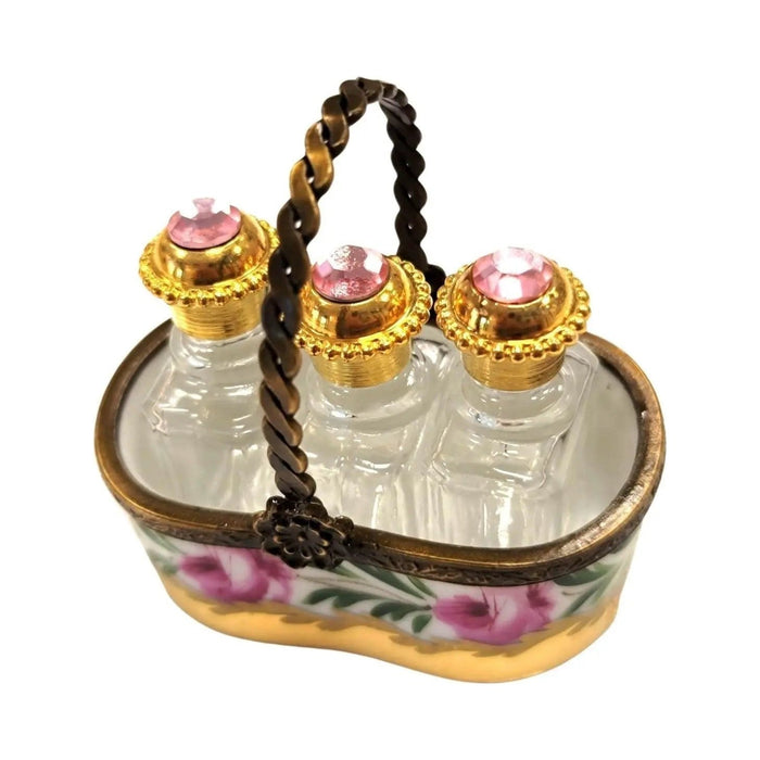 Every brushstroke by hand on the 3 Perfumes in Gold Basket Limoges box from France