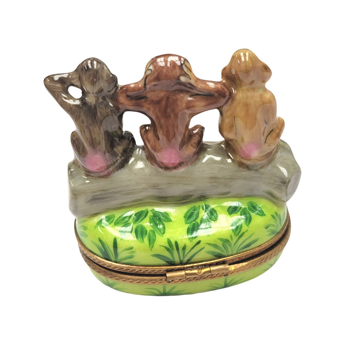 Three Wise Monkeys Figurine for Home Decor Porcelain Limoges wild animals Christian jewish French Trinket Box