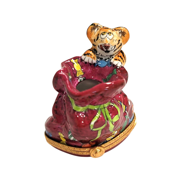 Tiger Pencil Holder for Office Elegance Porcelain Limoges cat wild kids baby French Trinket Box