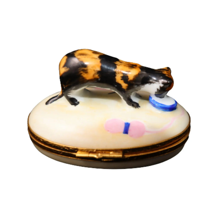 Tortoise Shell Cat for Cat Lovers Porcelain Limoges cat cats French Trinket Box