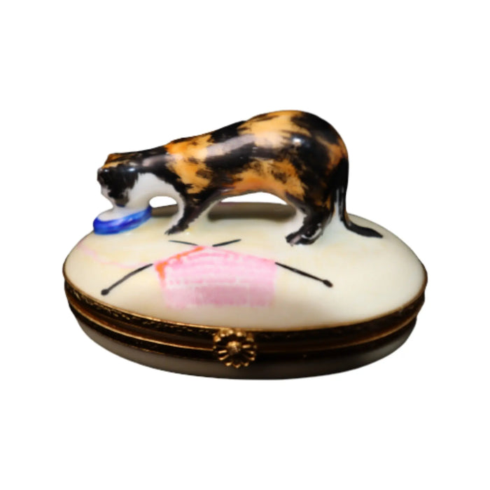 Tortoise Shell Cat for Cat Lovers Porcelain Limoges cat cats French Trinket Box