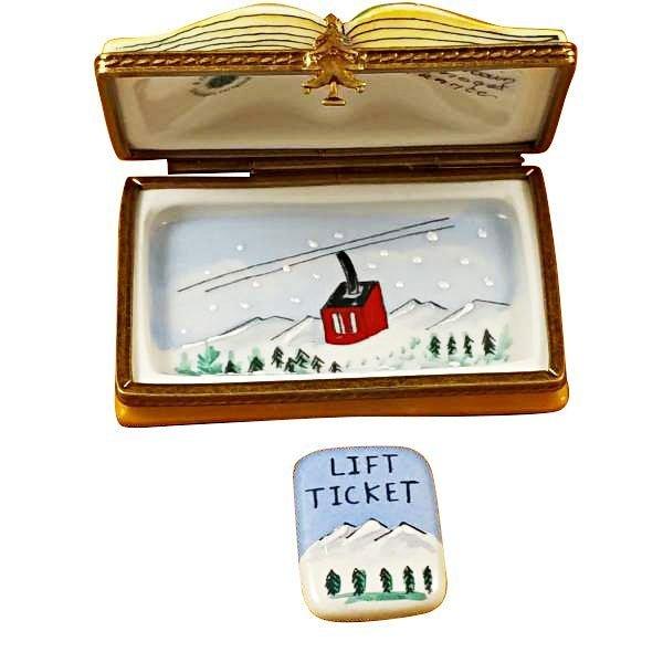 Skiing Adventure Limoges Box for Ski Enthusiasts Porcelain Limoges travel sports winter French Trinket Box