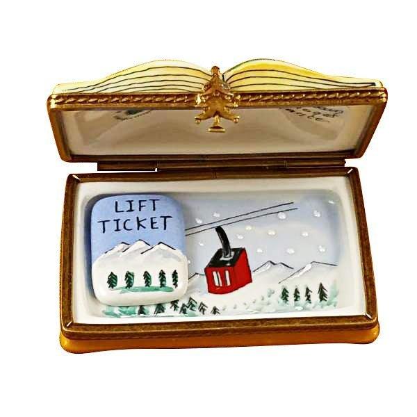 Skiing Adventure Limoges Box for Ski Enthusiasts Porcelain Limoges travel sports winter French Trinket Box