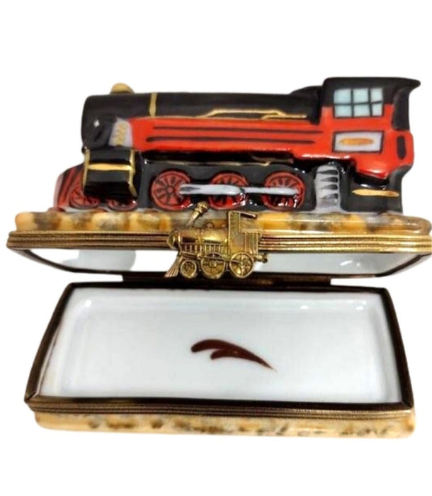Train Locomotive Limoges Box Porcelain Figurine-travel BABY maternity figurine LIMOGES BOXES-CH3S358