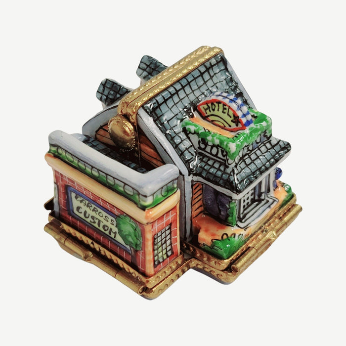 Blue Motel Limoges Box for Collectors Porcelain Limoges Artoria French Trinket Box