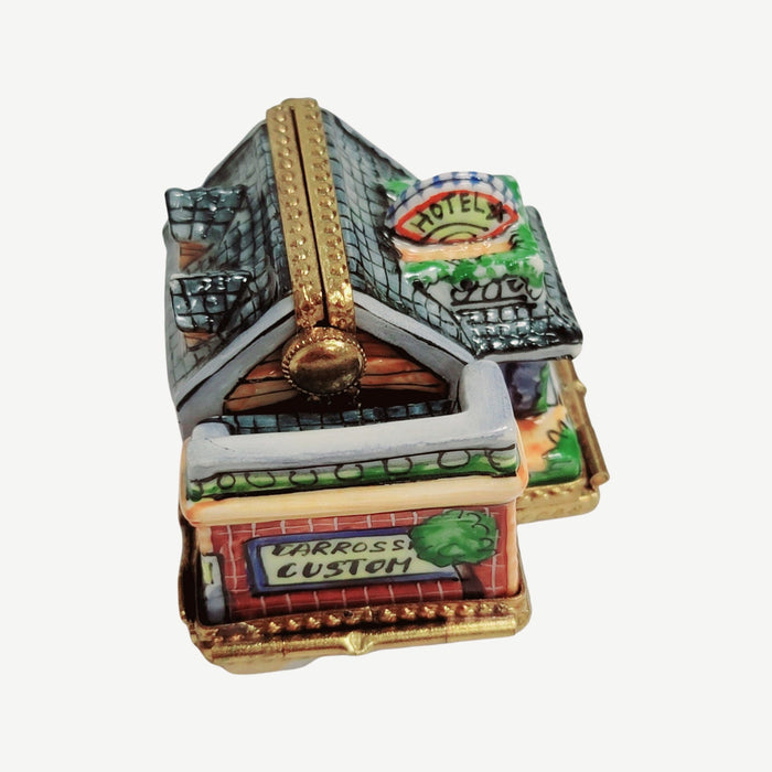 Blue Motel Limoges Box for Collectors Porcelain Limoges Artoria French Trinket Box