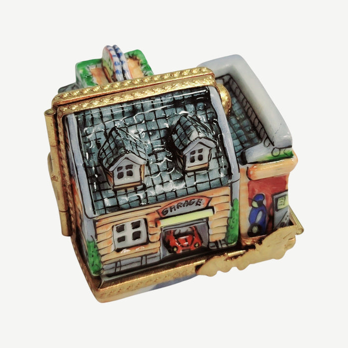 Blue Motel Limoges Box for Collectors Porcelain Limoges Artoria French Trinket Box