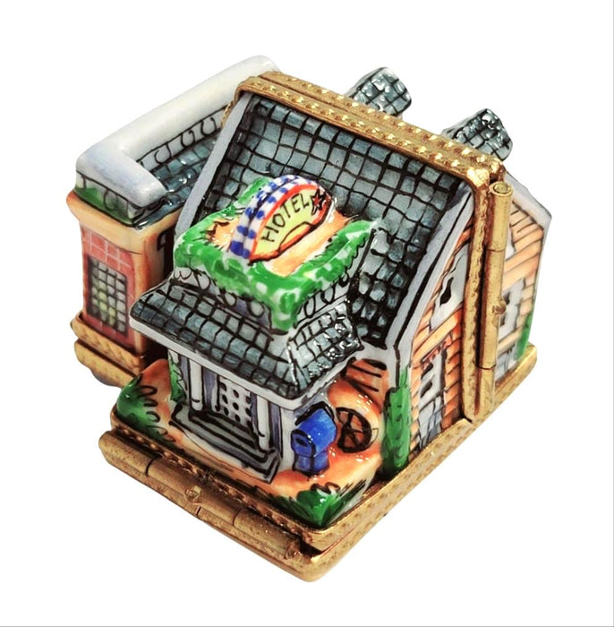 Blue Motel Limoges Box for Collectors Porcelain Limoges Artoria French Trinket Box