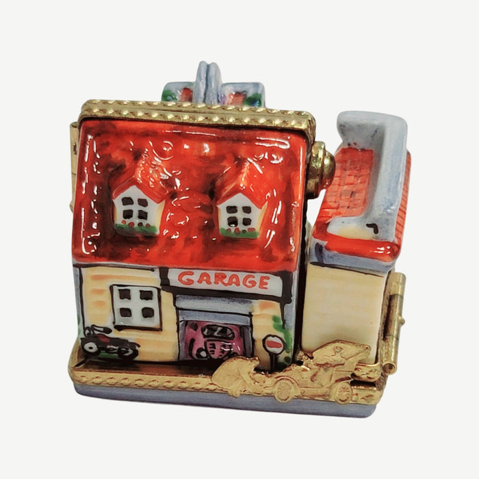 Triple Hinged Motel Red w Garage Limoges Box Porcelain Figurine-Artoria-CH3S340