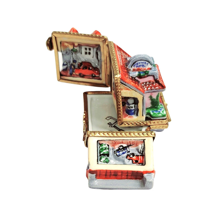 Triple Hinged Red Motel Box for Collectors Porcelain Limoges house home French Trinket Box