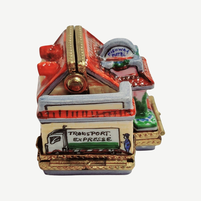 Triple Hinged Red Motel Box for Collectors Porcelain Limoges house home French Trinket Box