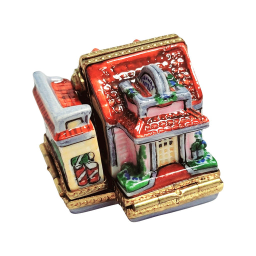 Triple Hinged Red Motel Box for Collectors Porcelain Limoges house home French Trinket Box