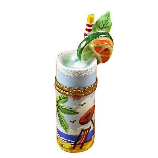 Tropical Cocktail Delight for Collectors Porcelain Limoges Wine beach travel French Trinket Box