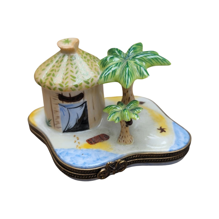 Tropical Tiki Hut for Home Decor Porcelain Limoges LIMOGES BOXES beach travel French Trinket Box