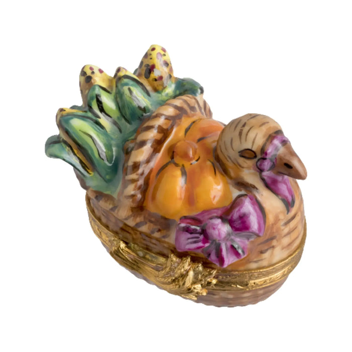 ### 
A beautiful handwoven wicker basket filled with fresh, succulent whole turkey