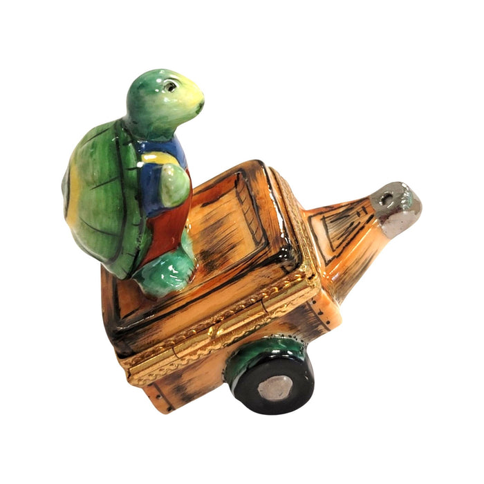 Turtle Adventure Cart for Collectors Porcelain Limoges frog turtle French Trinket Box