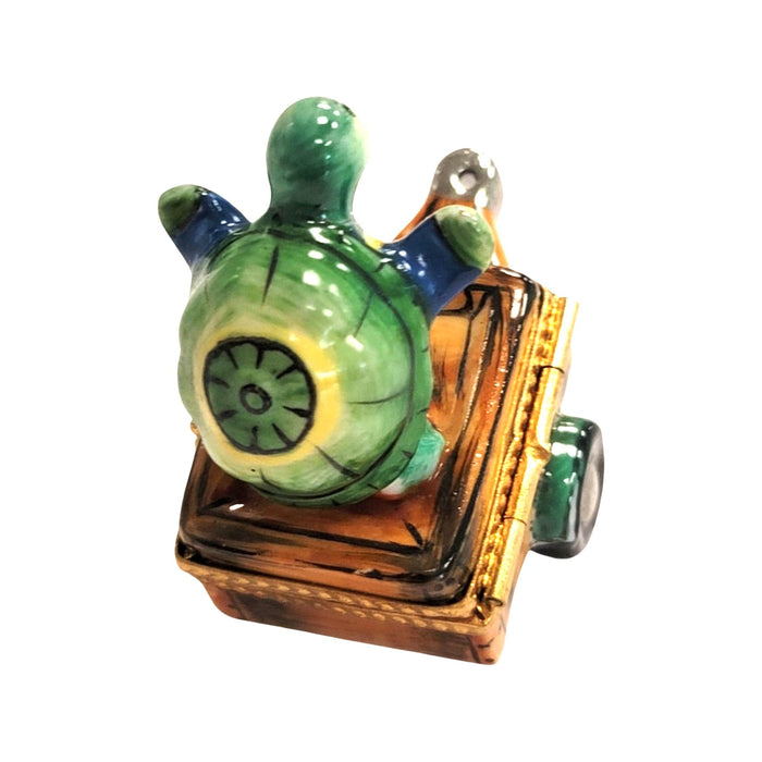 Turtle Adventure Cart for Collectors Porcelain Limoges frog turtle French Trinket Box