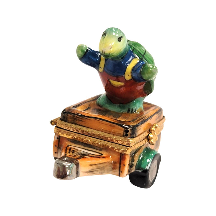Turtle Adventure Cart for Collectors Porcelain Limoges frog turtle French Trinket Box