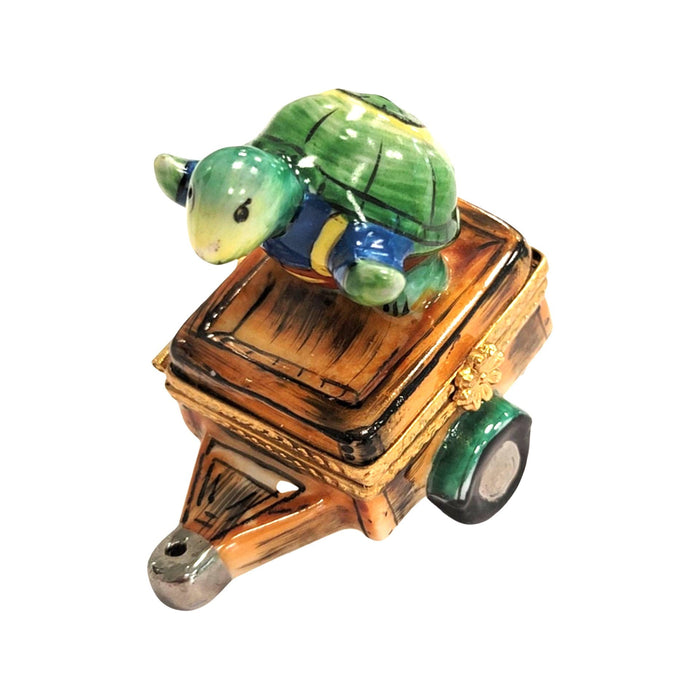 Turtle Adventure Cart for Collectors Porcelain Limoges frog turtle French Trinket Box