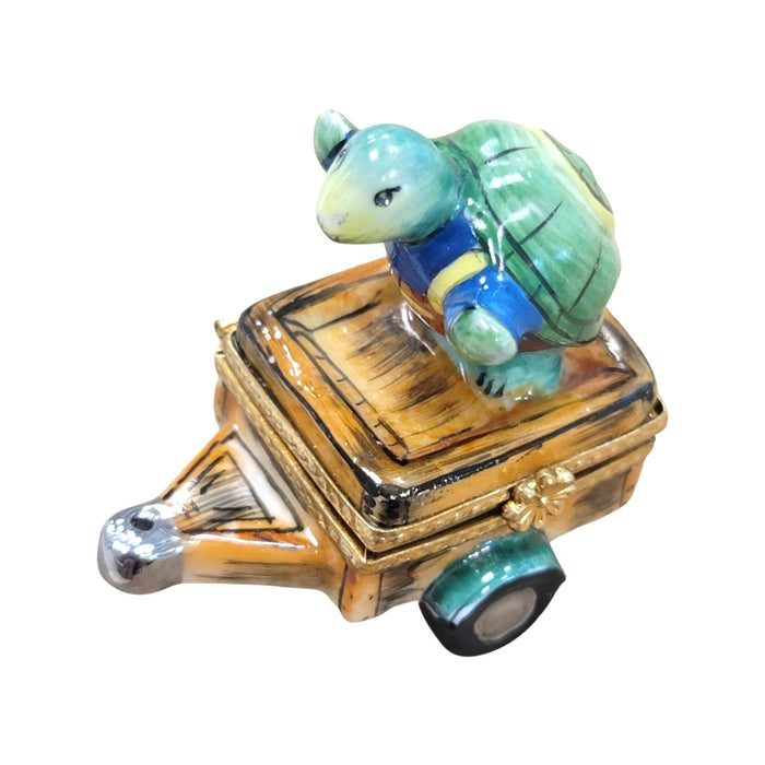 Turtle Adventure Cart for Collectors Porcelain Limoges frog turtle French Trinket Box