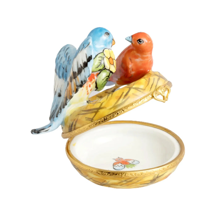 Two Birds In Nest Limoges Box for Bird Lovers Porcelain Limoges birds bird French Trinket Box