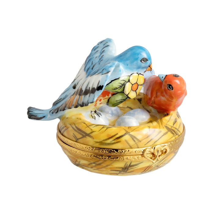 Two Birds In Nest Limoges Box for Bird Lovers Porcelain Limoges birds bird French Trinket Box