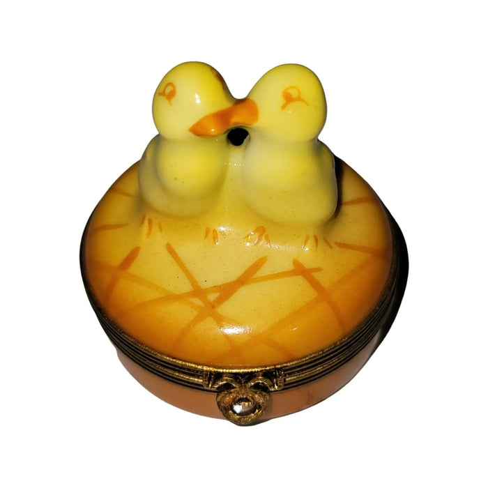 Two Chicks Smooching Box for Bird Lovers Porcelain Limoges chick farm easter Rochard Limoges Box French Trinket Box