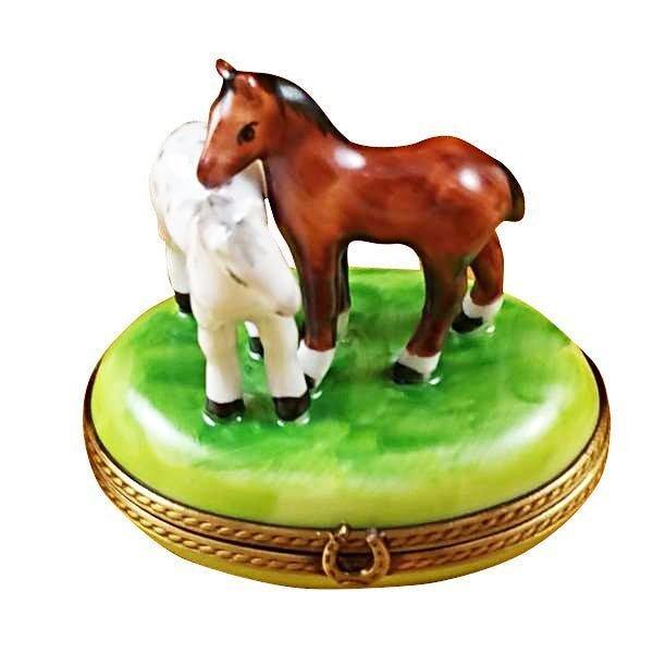 Two Horses Limoges Box for Horse Lovers Porcelain Limoges horse French Trinket Box
