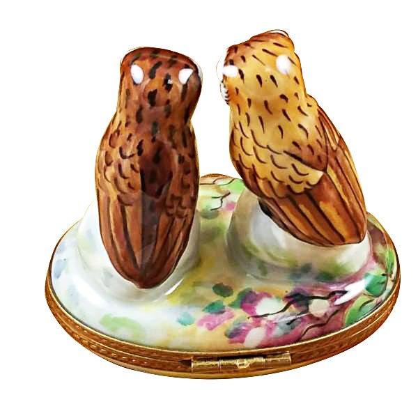 Two Owls Limoges Box for Collectors Porcelain Limoges bird owl French Trinket Box