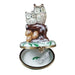 Christmas Owls With Mouse Porcelain Limoges bird owl French Trinket Box