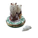 Christmas Owls With Mouse Porcelain Limoges bird owl French Trinket Box