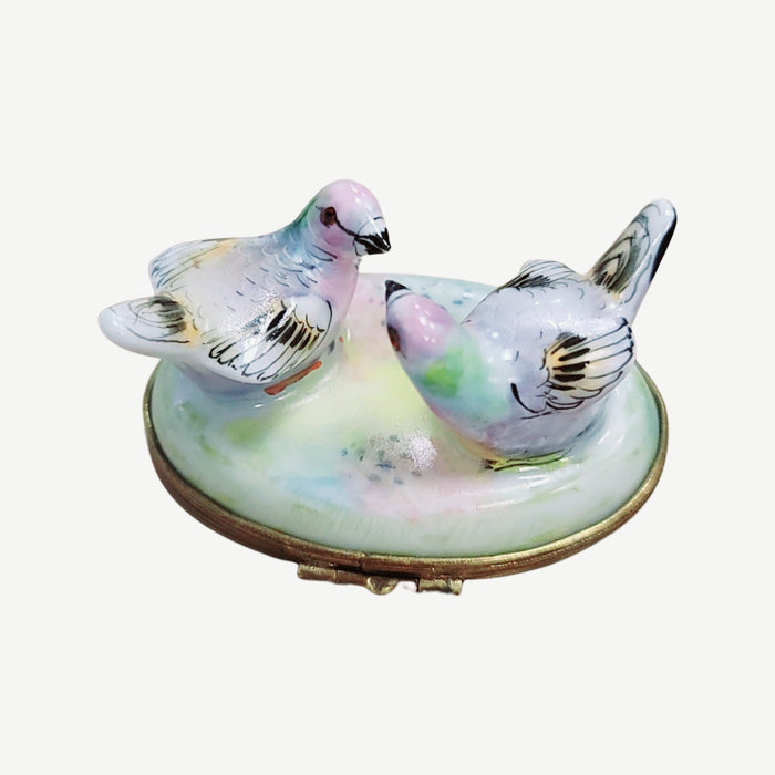 Two Pigeons Birds Pastel Limoges Box Porcelain Figurine-bird LIMOGES BOXES-CH3S126