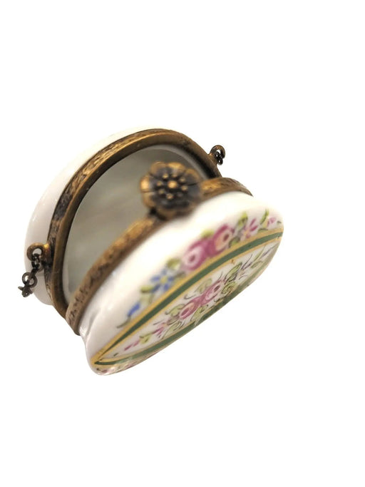 Floral Limoges Purse Box for Luxury Lovers Porcelain Limoges purse trinket box French Trinket Box