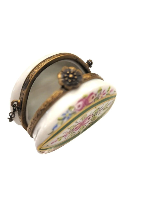 Floral Limoges Purse Box for Luxury Lovers Porcelain Limoges purse trinket box French Trinket Box