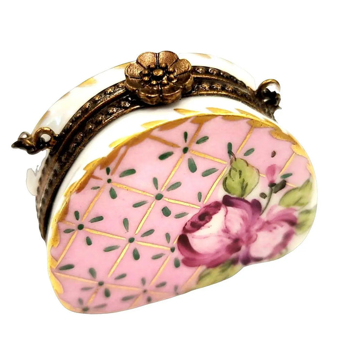 Pink Purse Limoges Box for Collectors Porcelain Limoges purse trinket box limoges French Trinket Box