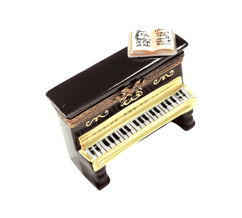 Upright Black Piano w Music Limoges Box Porcelain Figurine-music LIMOGES BOXES-CH1R187