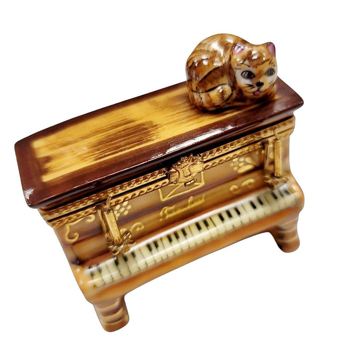 Upright Piano w Cat Limoges Box Porcelain Figurine-music LIMOGES BOXES-CH3S245
