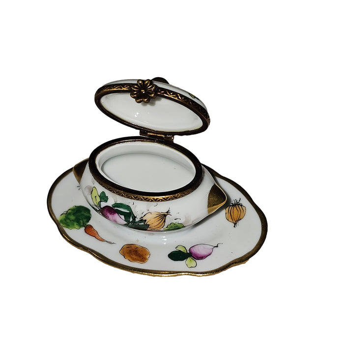 Vegetable Soup Tureen Box for Culinary Collectors Porcelain Limoges China French Trinket Box