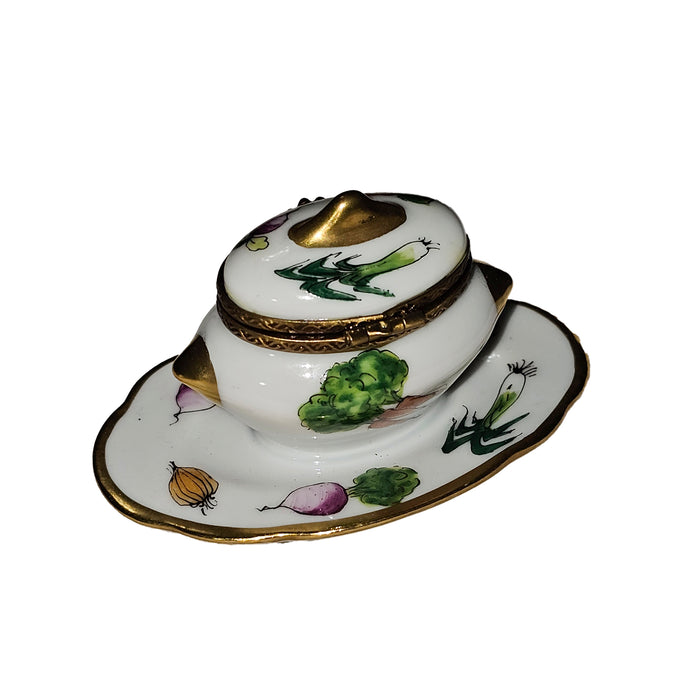 Vegetable Soup Tureen Box for Culinary Collectors Porcelain Limoges China French Trinket Box