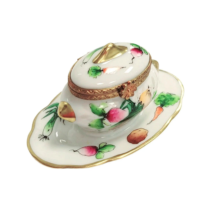 Vegetable Soup Tureen Box for Culinary Collectors Porcelain Limoges China French Trinket Box