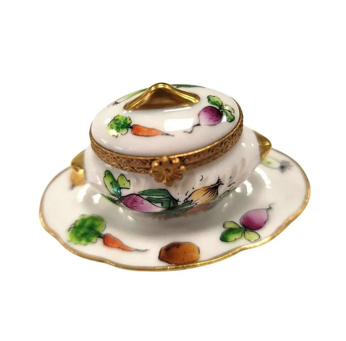 Vegetable Soup Tureen Box for Culinary Collectors Porcelain Limoges China French Trinket Box