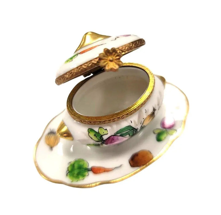 Vegetable Soup Tureen Box for Culinary Collectors Porcelain Limoges China French Trinket Box