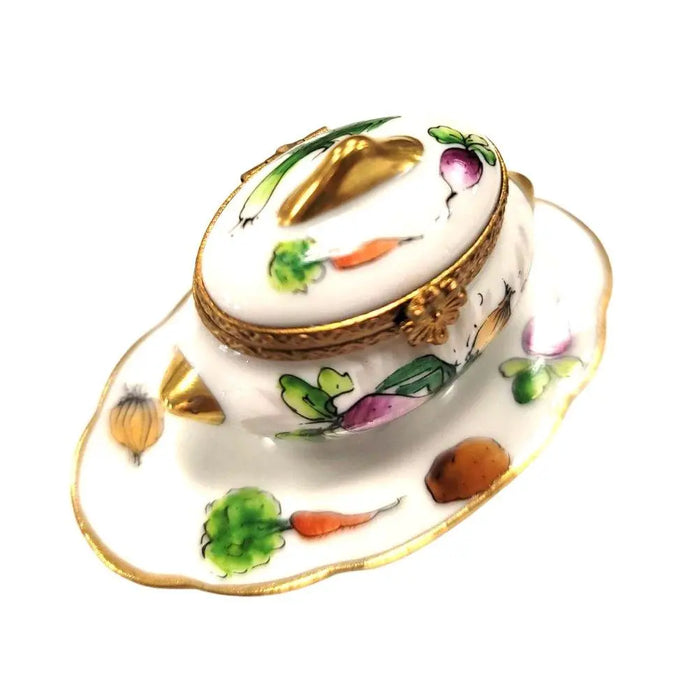 Vegetable Soup Tureen Box for Culinary Collectors Porcelain Limoges China French Trinket Box
