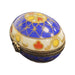 Vibrant Blue Yellow Egg for Home Decor Porcelain Limoges egg French Trinket Box