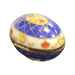 Vibrant Blue Yellow Egg for Home Decor Porcelain Limoges egg French Trinket Box