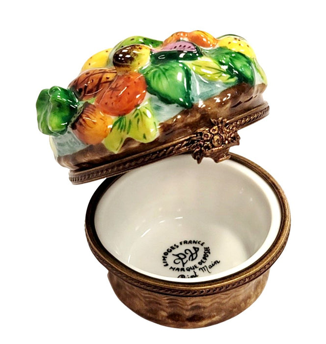 Vibrant Fruit Basket Artistry Porcelain Limoges Fruit Basket French Trinket Box