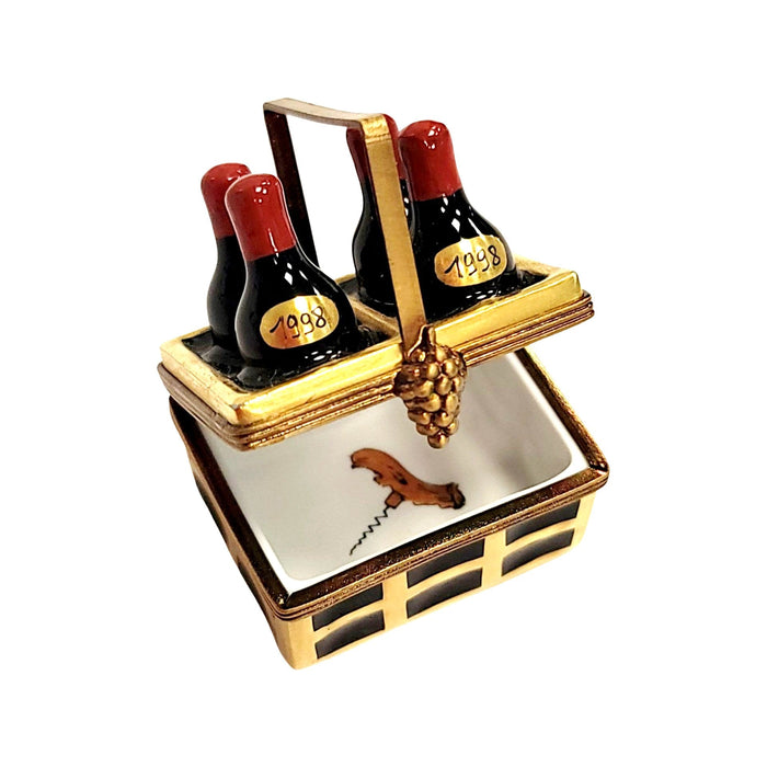 Vintage Wine Basket Limoges Box for Wine Lovers Porcelain Limoges wine French Trinket Box