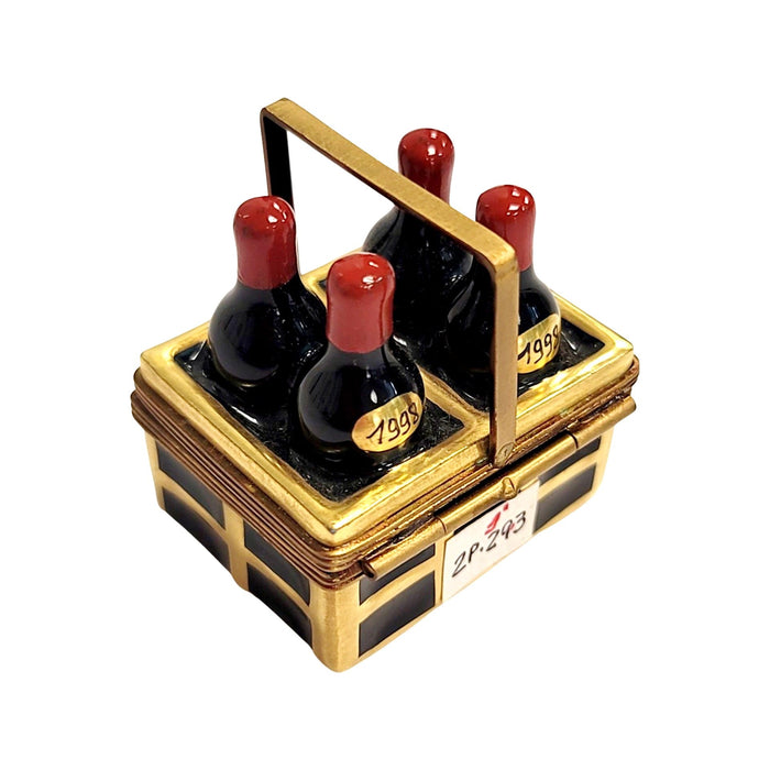 Vintage Wine Basket Limoges Box for Wine Lovers Porcelain Limoges wine French Trinket Box